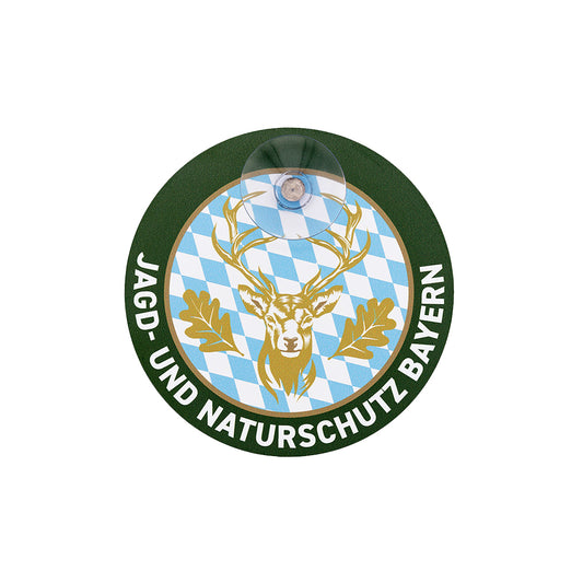 Autoschild rund mit Saugnapf  "Jagd & Naturschutz" Bayern