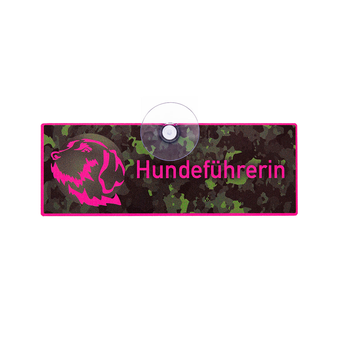 Jagdschild mit Saugnapf "Hundeführerin Drahthaar"